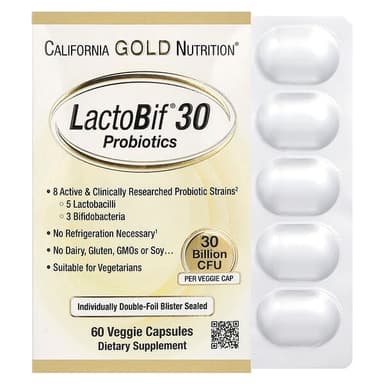 California Gold Nutrition, LactoBif 30 프로바이오틱, 300억CFU, 베지 캡슐 60정