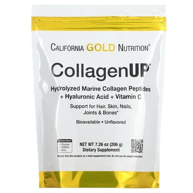 California Gold Nutrition, CollagenUP, 히알루론산 및 비타민C 함유 가수분해 해양 콜라겐 펩타이드, 무맛, 206g (7.26oz)