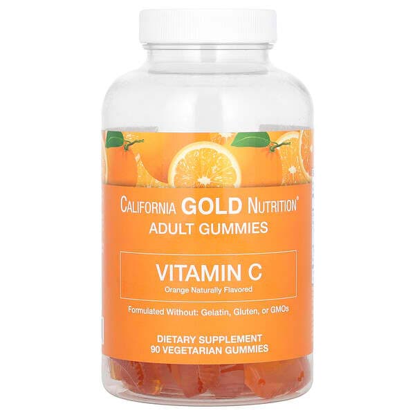 California Gold Nutrition, 비타민C 구미젤리, 천연 오렌지 향, 젤라틴 무함유, 구미젤리 90개