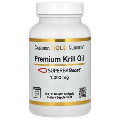 California Gold Nutrition, 프리미엄 크릴 오일, SUPERBABoost 함유, 1,000mg, 피쉬 젤라틴 소프트젤 60정