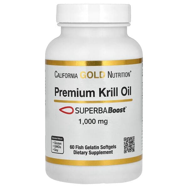 California Gold Nutrition, 프리미엄 크릴 오일, SUPERBABoost 함유, 1,000mg, 피쉬 젤라틴 소프트젤 60정