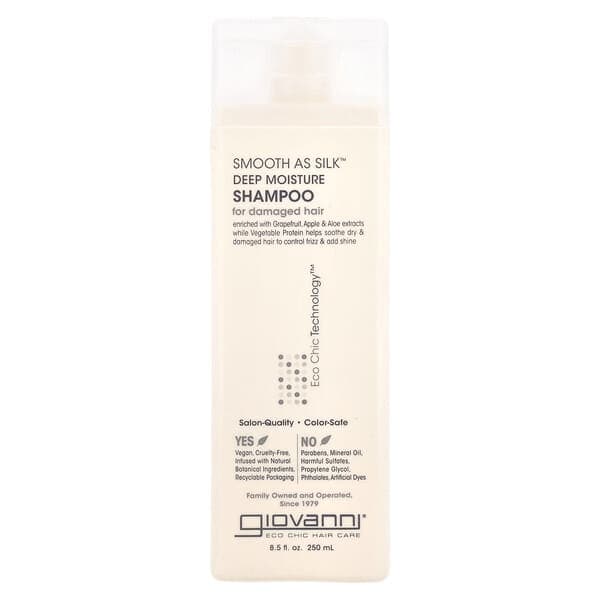 Giovanni, Smooth As Silk, 딥 모이스처, 샴푸, 손상된 모발용, 250ml(8.5fl oz)